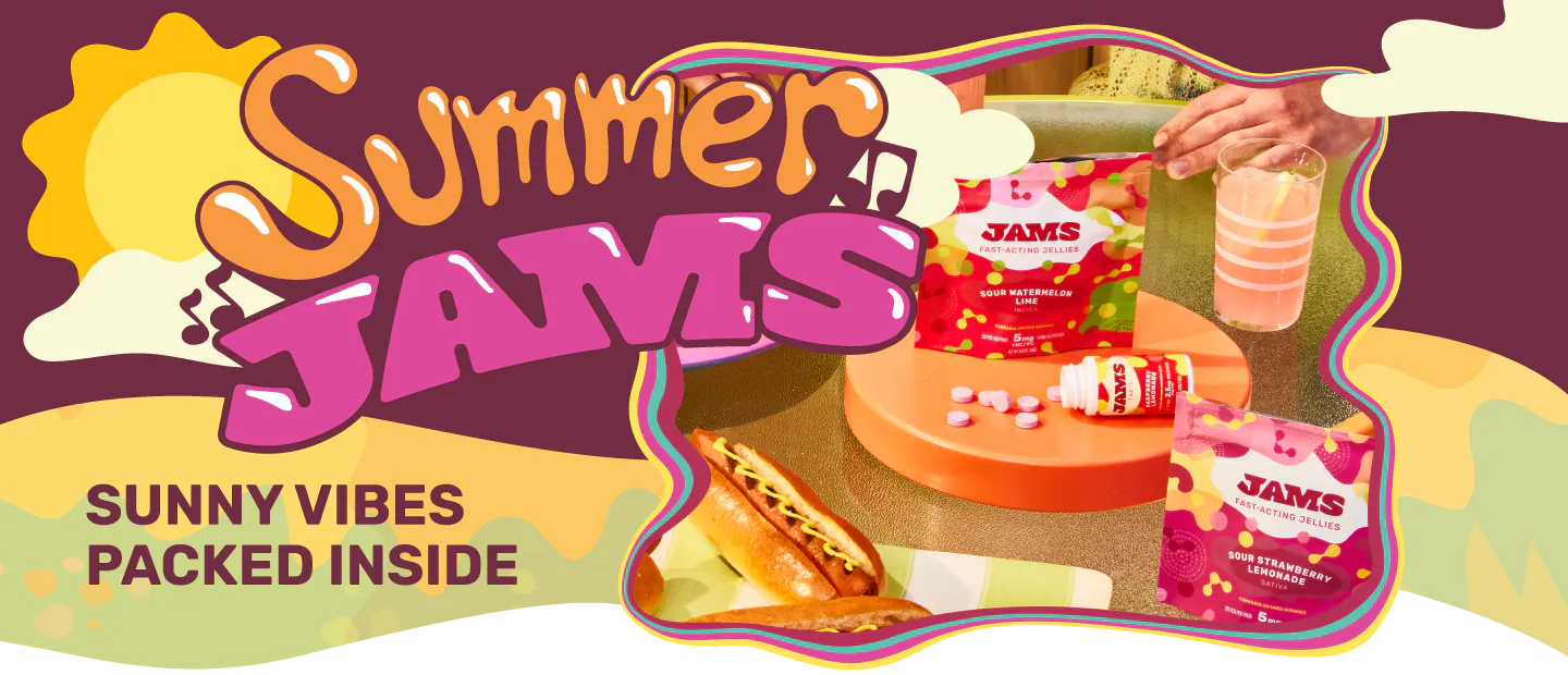 Hero image: "Summer Jams. Sunny vibes packed inside."
